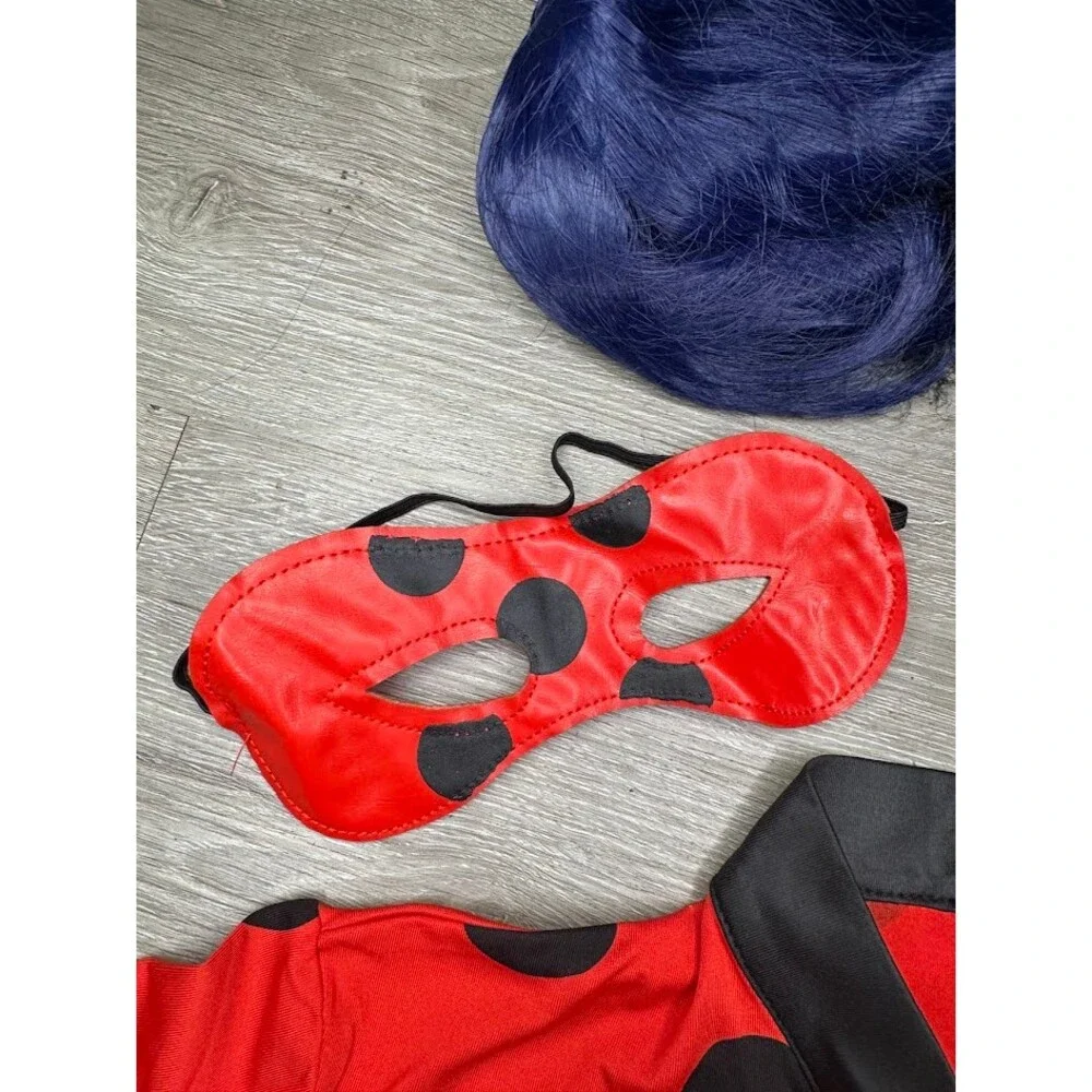 Kids XL Red Polka Dot Costume Full Set Halloween Cosplay Dress Up Outfit
